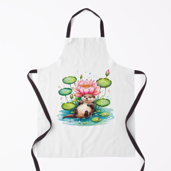 Item preview, Cute Otter with Water Lily Lotus July Birth Month Art designed and sold by AQUILAKREO.