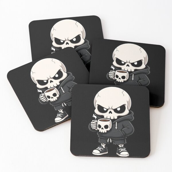 Item preview, Grumpy Morning Brew Skeleton Hoodie Stickers  designed and sold by Zenvique Art.