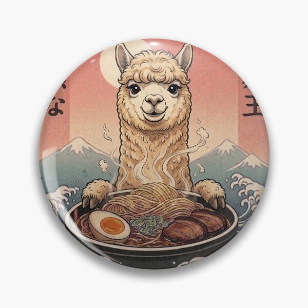 Item preview, Funny Alpaca Japanese Ramen Noodles Vintage Kanagawa Wave designed and sold by FurryHavenPH.