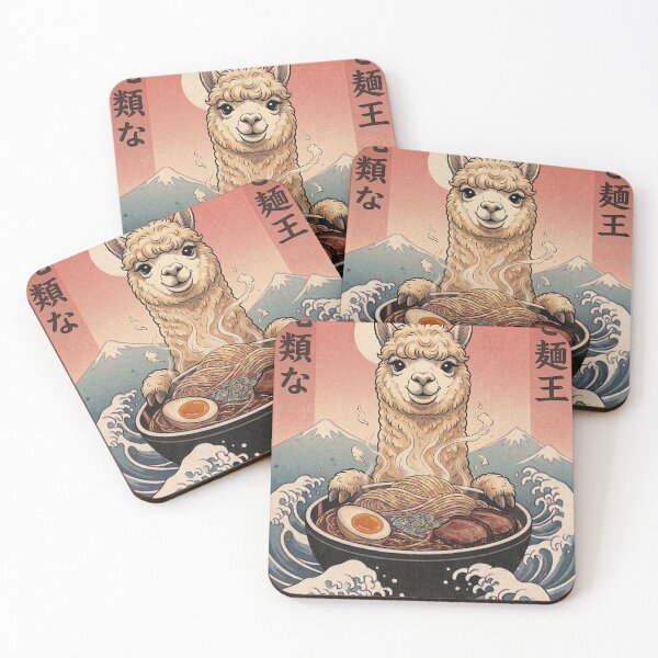 Item preview, Funny Alpaca Japanese Ramen Noodles Vintage Kanagawa Wave designed and sold by FurryHavenPH.