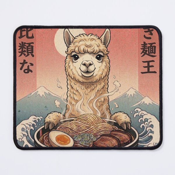 Item preview, Funny Alpaca Japanese Ramen Noodles Vintage Kanagawa Wave designed and sold by FurryHavenPH.