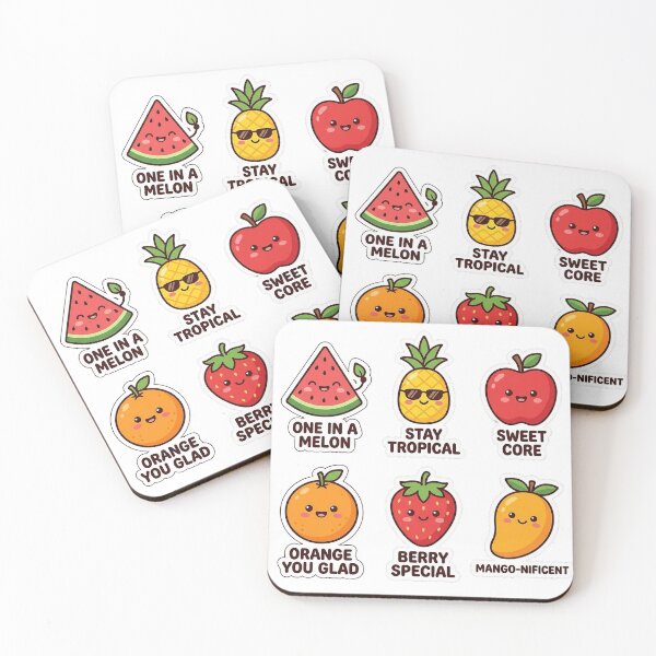 Item preview, Cute Kawaii Summer Fruits Sticker Pack - Tropical Watermelon & Pineapple designed and sold by SimpleP.