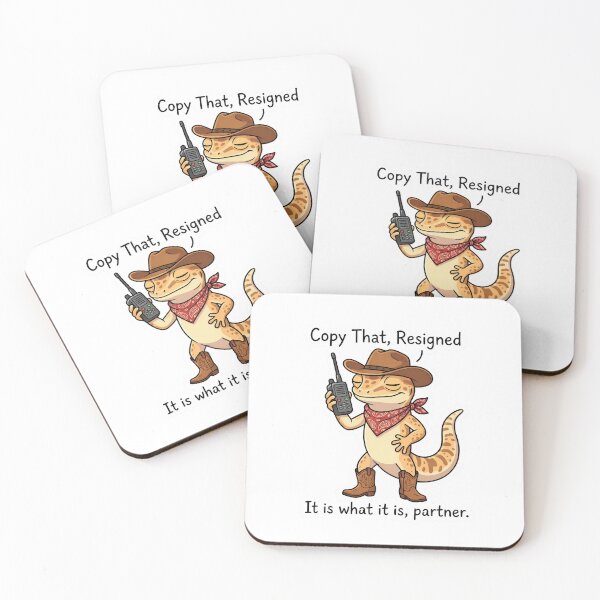 Item preview,  "Copy That, Resigned" Cowboy Gecko Sticker designed and sold by  Artify Lab.
