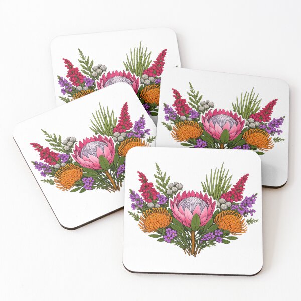 Item preview, Fynbos Protea Bouquet – South African Wildflower Illustration designed and sold by The Digital Compass.