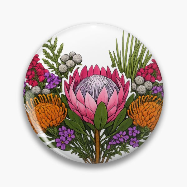 Item preview, Fynbos Protea Bouquet – South African Wildflower Illustration designed and sold by The Digital Compass.