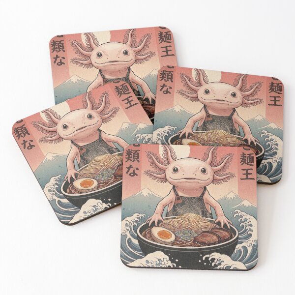 Item preview, Funny Axolotl Japanese Ramen Noodles Vintage Kanagawa Wave designed and sold by FurryHavenPH.