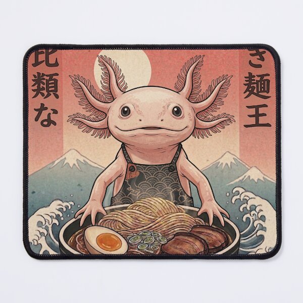 Item preview, Funny Axolotl Japanese Ramen Noodles Vintage Kanagawa Wave designed and sold by FurryHavenPH.