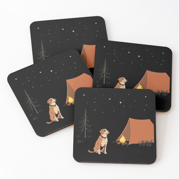 Item preview, Camping Dog Starry Night Fire Funny Canine Art designed and sold by artlife4.