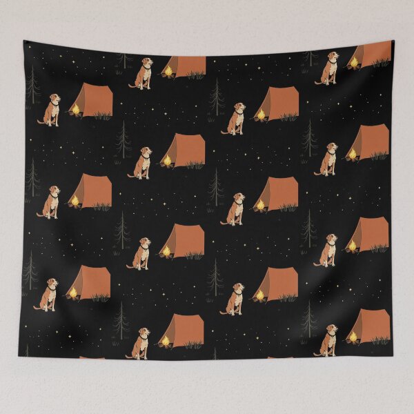 Item preview, Camping Dog Starry Night Fire Funny Canine Art designed and sold by artlife4.