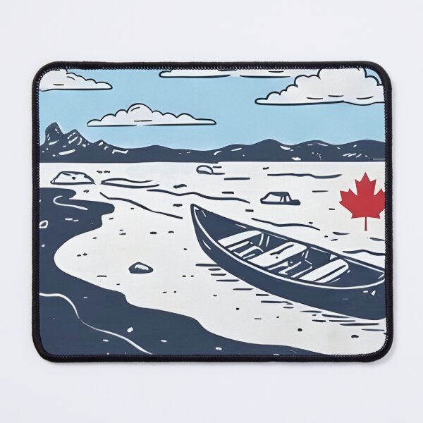 Item preview, Wasaga Beach Ontario Simple Landscape Blue Retro Canoe designed and sold by HowToCanadian.