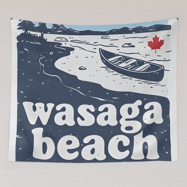 Item preview, Wasaga Beach Ontario Simple Landscape Blue Retro Canoe designed and sold by HowToCanadian.