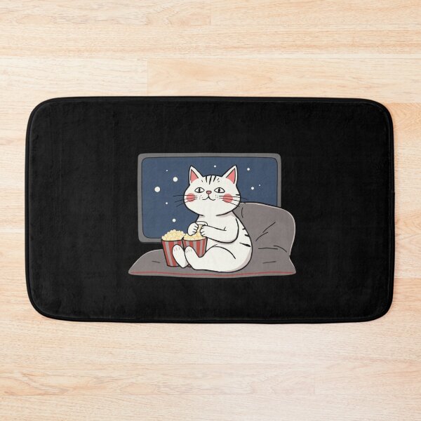 Item preview, Movie Night Cat Cute Popcorn TV Feline Art designed and sold by artlife4.