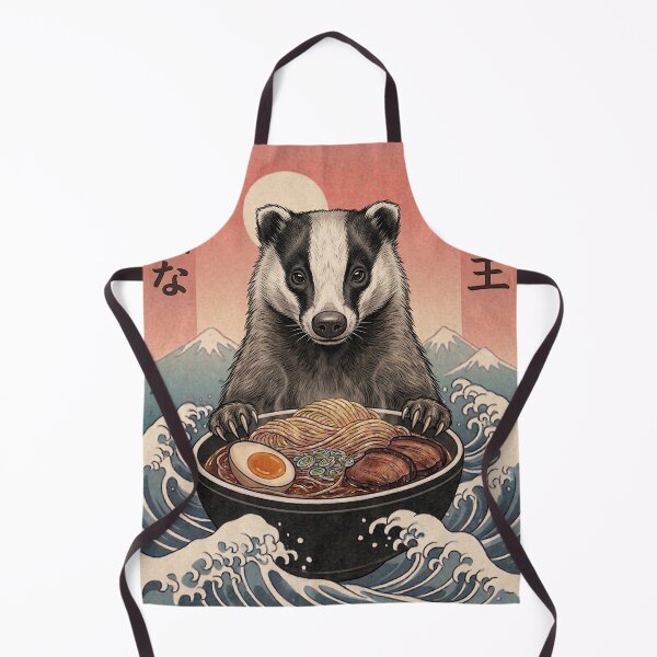 Item preview, Funny Badger Japanese Ramen Noodles Vintage Kanagawa Wave designed and sold by FurryHavenPH.