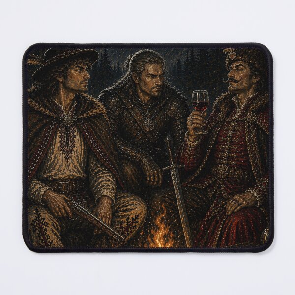 Item preview, Polish Heroes Around the Fire – Dark Slavic Fantasy Art, Janosik Twardowski Monster Hunter Illustration designed and sold by MaximusFilth.