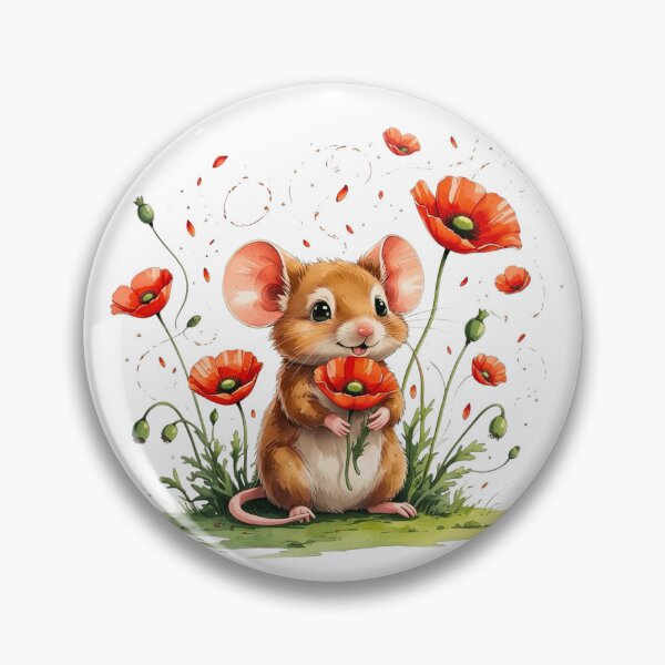 Item preview, Cute Mouse with Red Poppy Flower August Birth Month Art designed and sold by AQUILAKREO.