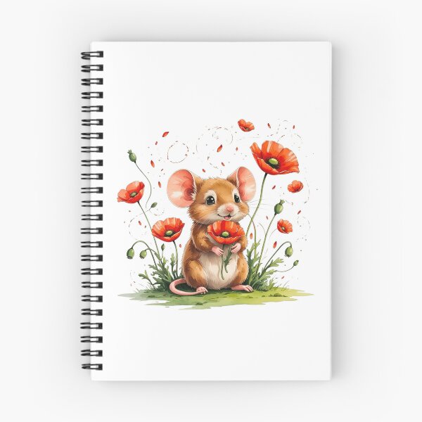 Item preview, Cute Mouse with Red Poppy Flower August Birth Month Art designed and sold by AQUILAKREO.