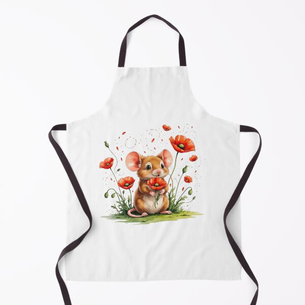 Item preview, Cute Mouse with Red Poppy Flower August Birth Month Art designed and sold by AQUILAKREO.