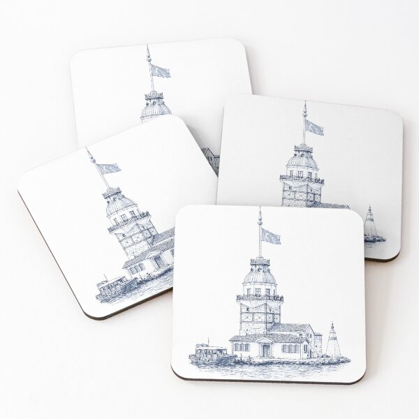 Item preview, Maiden's Tower Istanbul Blue Etching Art designed and sold by AmJoJoe.