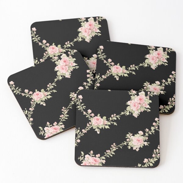 Item preview, Pink Rose Floral Dress Pattern | Vintage Romantic Flower Print | Elegant Black Aesthetic Dress designed and sold by Bhaskar Digital Art.