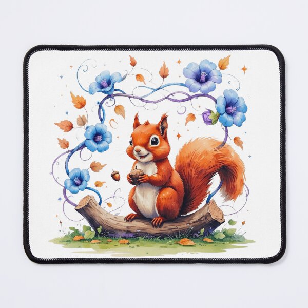 Item preview, Cute Squirrel with Morning Glory September Birth Month Art designed and sold by AQUILAKREO.