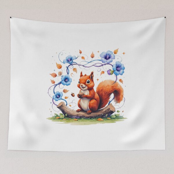 Item preview, Cute Squirrel with Morning Glory September Birth Month Art designed and sold by AQUILAKREO.