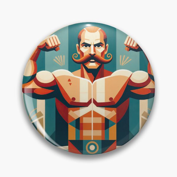 Item preview, Circus Strongman — Vintage Power in Geometric Style designed and sold by ForeverPrintsOK.