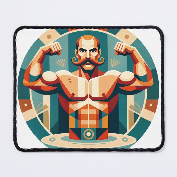 Item preview, Circus Strongman — Vintage Power in Geometric Style designed and sold by ForeverPrintsOK.