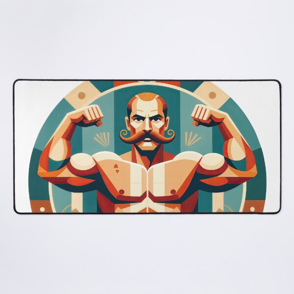 Item preview, Circus Strongman — Vintage Power in Geometric Style designed and sold by ForeverPrintsOK.