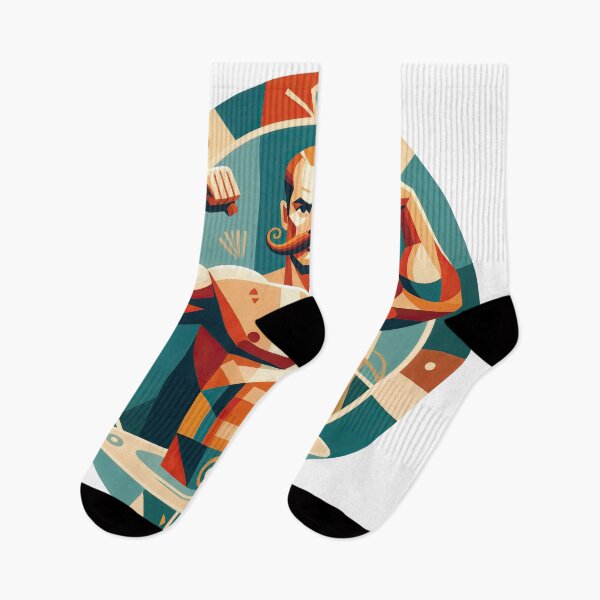 Item preview, Circus Strongman — Vintage Power in Geometric Style designed and sold by ForeverPrintsOK.