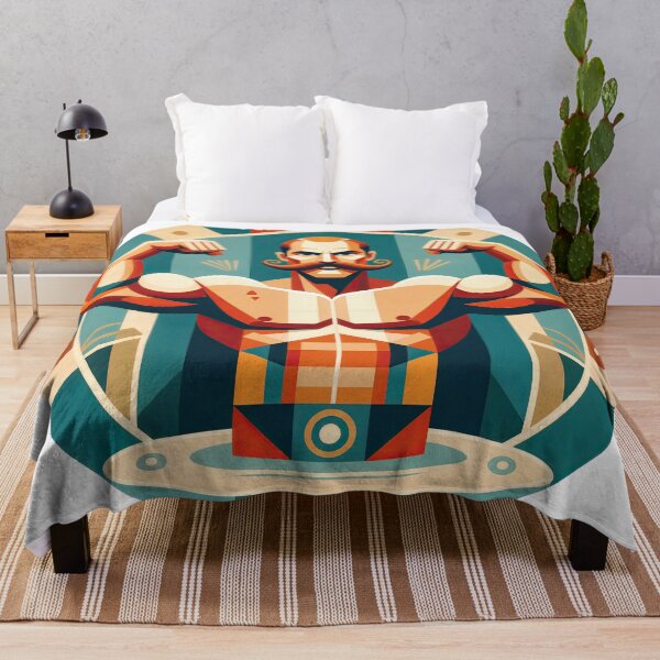 Item preview, Circus Strongman — Vintage Power in Geometric Style designed and sold by ForeverPrintsOK.