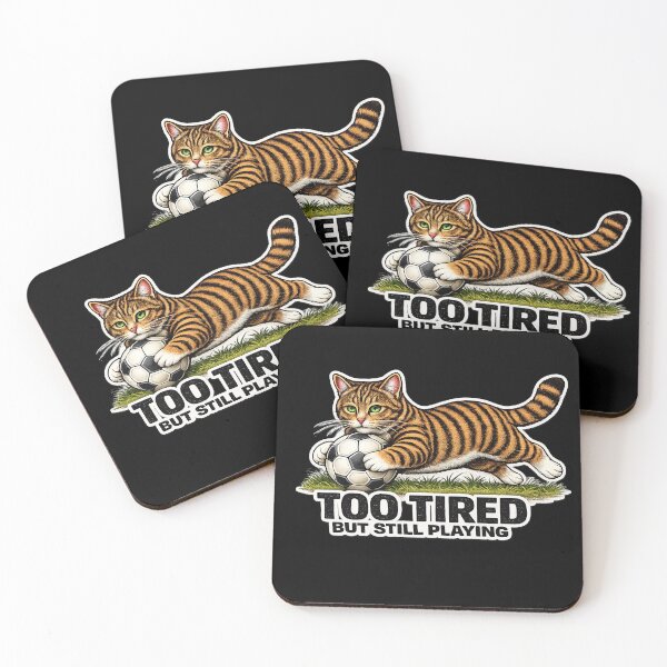 Item preview, Too Tired But Still Playing Soccer Cat Meme | Funny Football Cat Gift for Players & Fans designed and sold by Serene Whiskers.