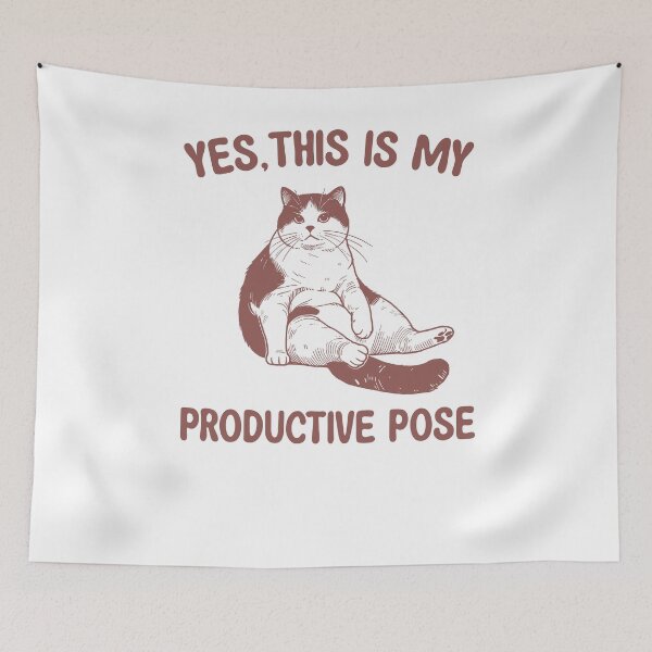 Item preview, Yes This Is My Productive Pose Funny Lazy Cat Humour designed and sold by krystalRomanart.