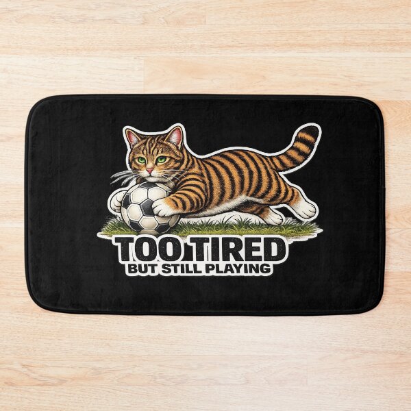 Item preview, Too Tired But Still Playing Soccer Cat Meme | Funny Football Cat Gift for Players & Fans designed and sold by Serene Whiskers.