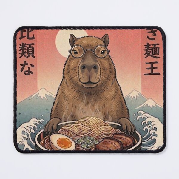 Item preview, Funny Capybara Japanese Ramen Noodles Vintage Kanagawa Wave designed and sold by FurryHavenPH.
