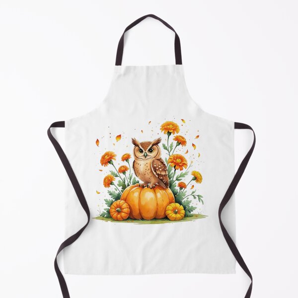 Item preview, Cute Owl with Marigold and Pumpkin October Birth Month Art designed and sold by AQUILAKREO.
