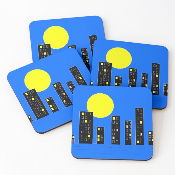 Item preview, Multi-storey buildings on a background of yellow sun. Sunset in the city. designed and sold by ArtEventET.