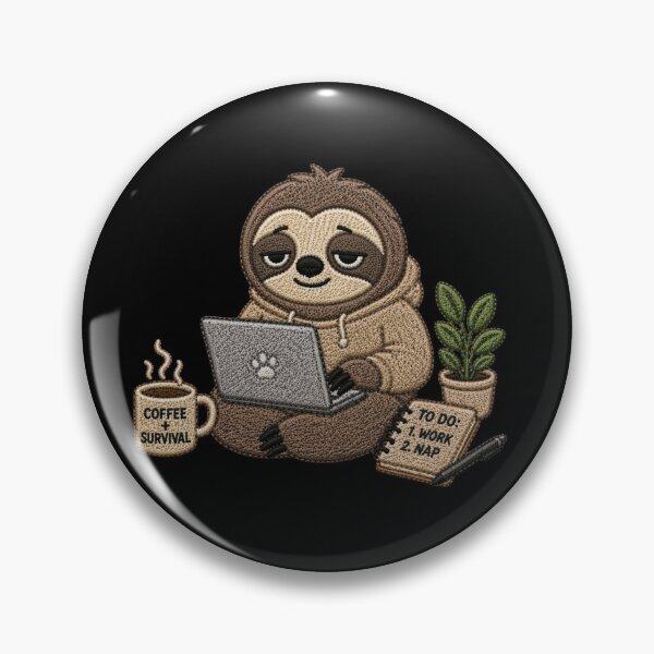 Item preview, Cute Work From Home Sloth Embroidery Design – Tired Laptop Mood, Cozy Relatable Aesthetic designed and sold by ColorSplash123.