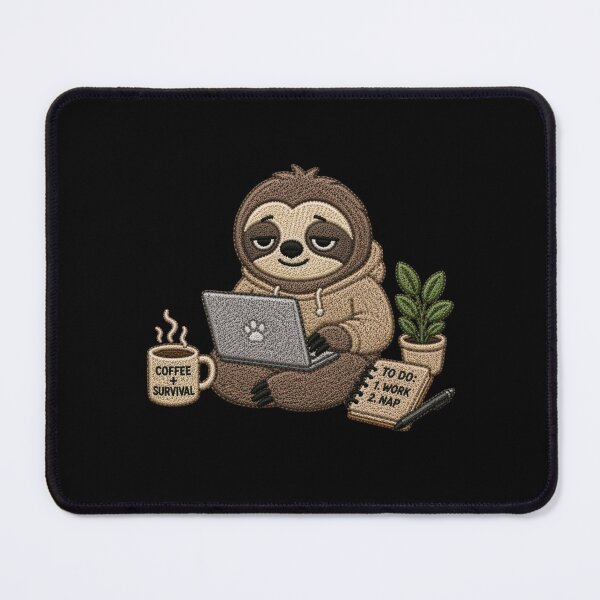 Item preview, Cute Work From Home Sloth Embroidery Design – Tired Laptop Mood, Cozy Relatable Aesthetic designed and sold by ColorSplash123.
