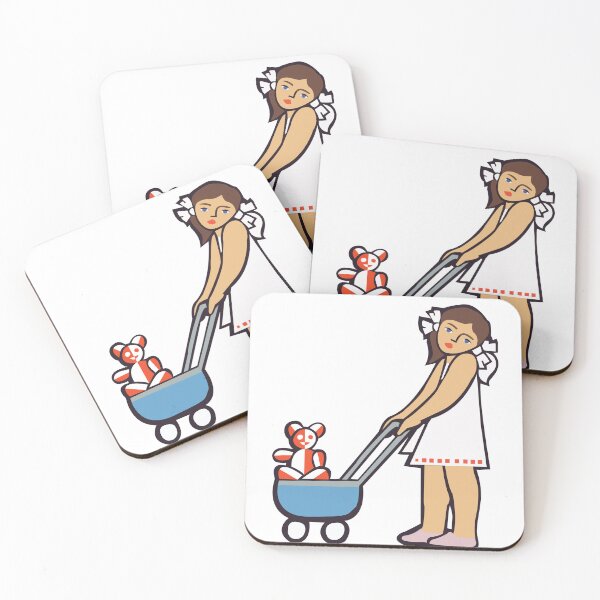Item preview, Kid with a red toy bear in a stroller balloons illustration designed and sold by a.dadash.