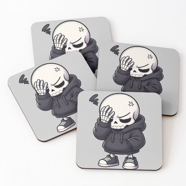 Item preview, Annoyed and Frustrated Grumbling Skeleton Hoodie Sticker designed and sold by Zenvique Art.