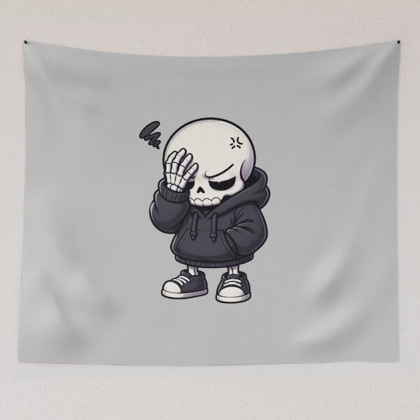 Item preview, Annoyed and Frustrated Grumbling Skeleton Hoodie Sticker designed and sold by Zenvique Art.