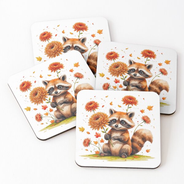 Item preview, Cute Raccoon with Chrysanthemum November Birth Month Art designed and sold by AQUILAKREO.