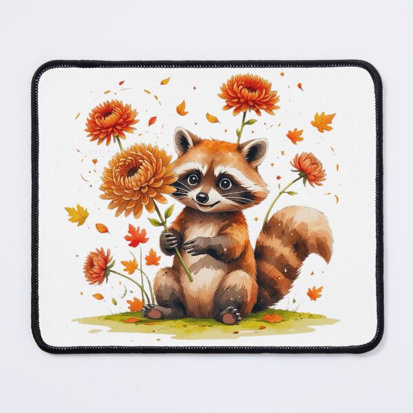 Item preview, Cute Raccoon with Chrysanthemum November Birth Month Art designed and sold by AQUILAKREO.