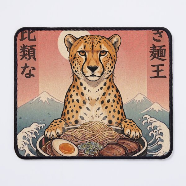 Item preview, Funny Cheetah Japanese Ramen Noodles Vintage Kanagawa Wave designed and sold by FurryHavenPH.