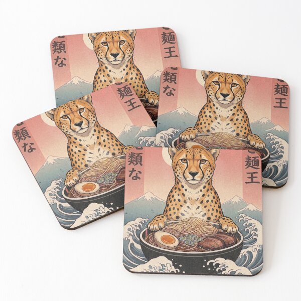 Item preview, Funny Cheetah Japanese Ramen Noodles Vintage Kanagawa Wave designed and sold by FurryHavenPH.