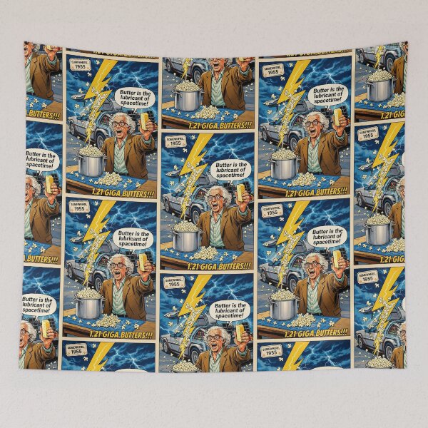 Item preview, Butter Is the Lubricant of Spacetime — Funny Mad Scientist Popcorn Poster designed and sold by SammyMorry.