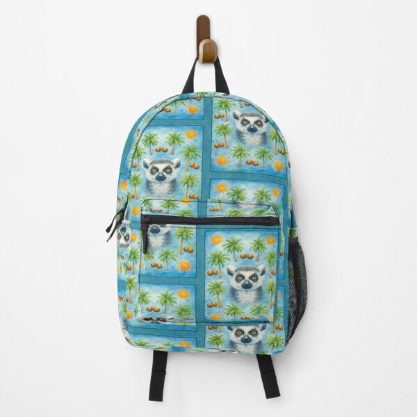Item preview, Lemur Portrait in Symmetrical Tropical Palm Pattern designed and sold by the artedivino.