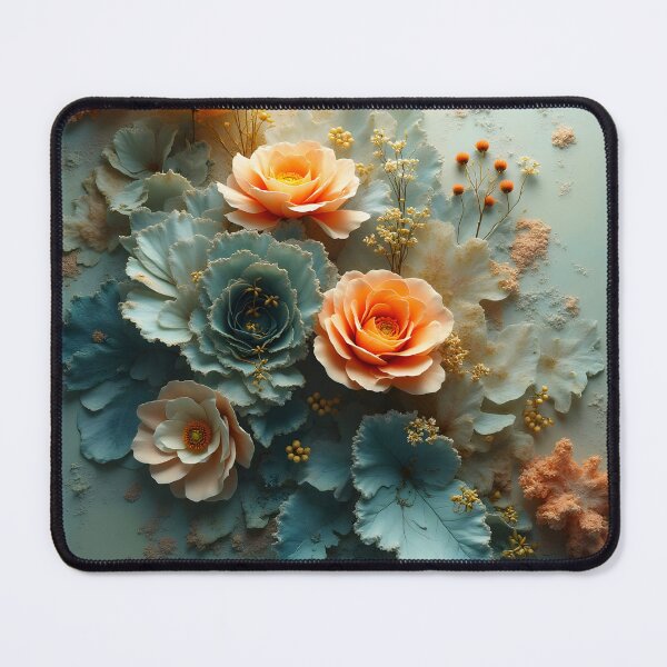 Item preview, Pastel Floral Composition - Elegant 3D Flowers in Soft Blue & Peach Romantic Botanical Art designed and sold by Peter Kraaibeek | Generative Designs and Car Art.