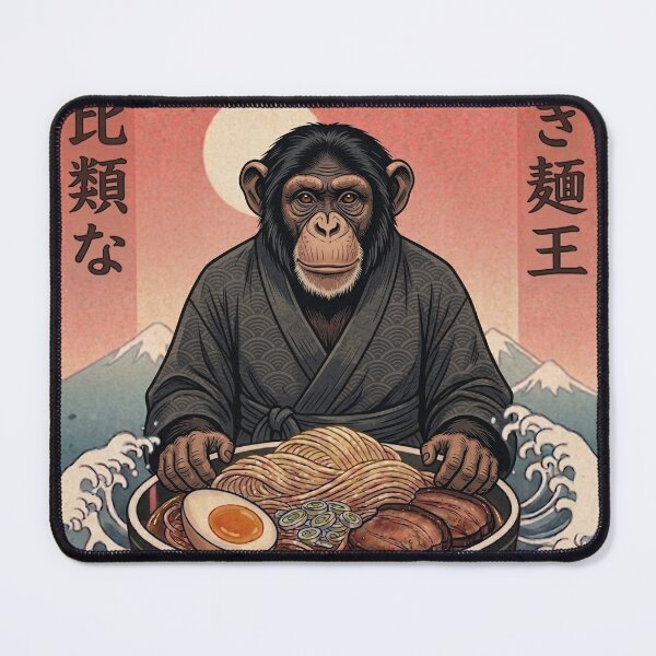 Item preview, Funny Chimpanzee Japanese Ramen Noodles Vintage Kanagawa Wave designed and sold by FurryHavenPH.