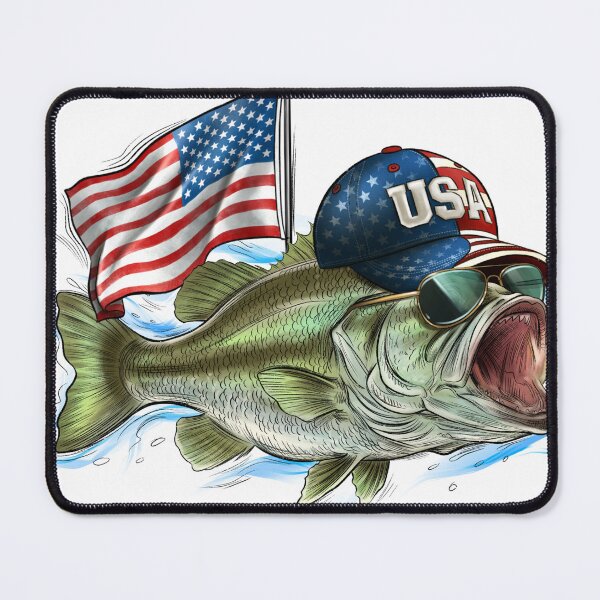 Item preview, Bass Fish 4th Of July American USA Flag Patriotic Fishing designed and sold by LLuminious.